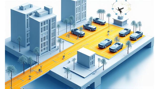 Diagramme expliquant le traitement des données satellitaires pour une géolocalisation précise dans le stationnement urbain.
